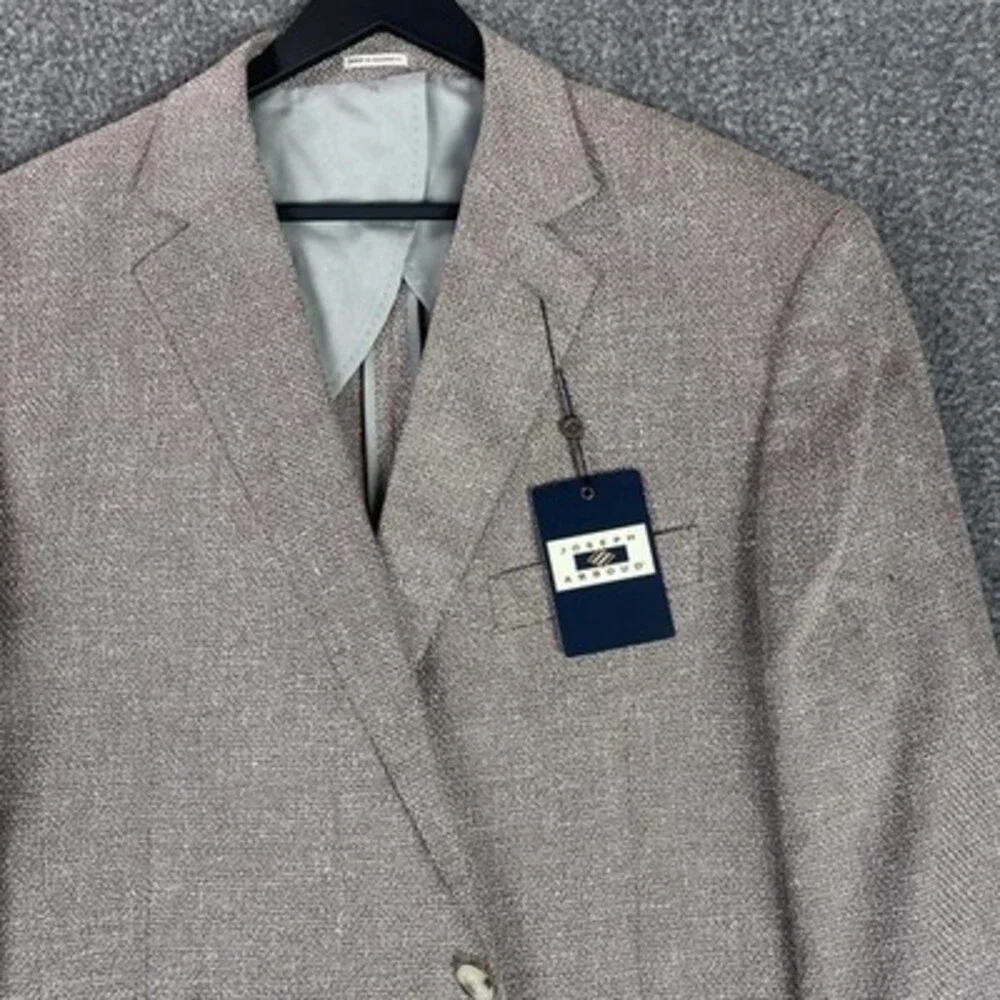 JOSEPH‎ ABBOUD Mens Linen Unstructured Blazer 48L Beige Surgeon Cuff Summer $279